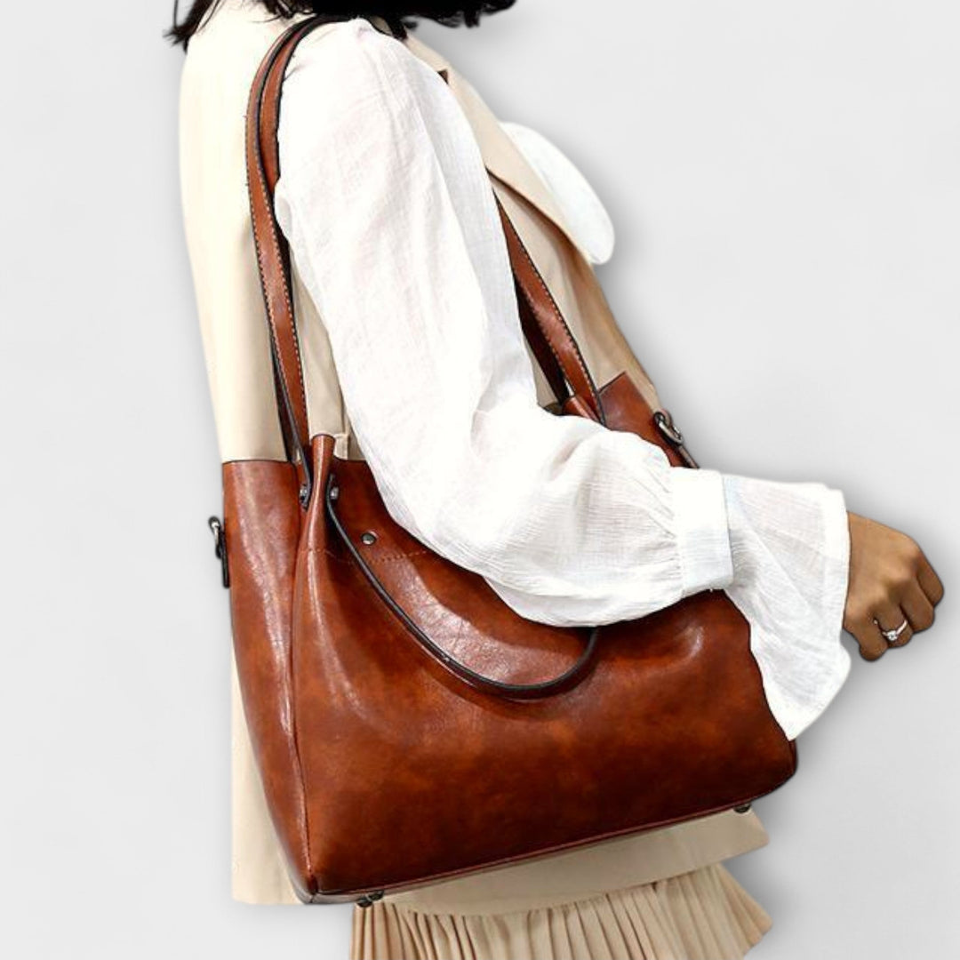 Silvia 3-in-1 Damen-Taschense | Bio-Leder Taschenset – Handtasche, Umhängetasche und Portemonnaie