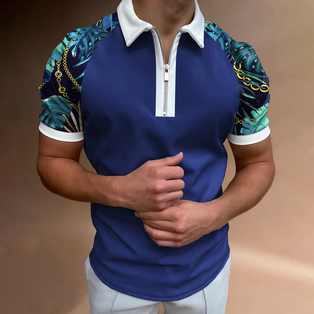 Poloshirt für Herren - Gestreiftes Polo mit Reißverschluss für den Sommer
