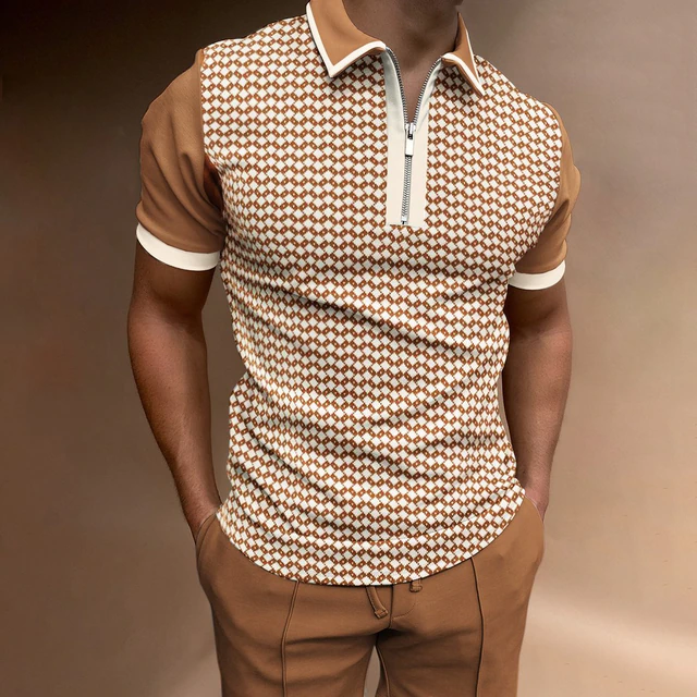 Poloshirt für Herren - Gestreiftes Polo mit Reißverschluss für den Sommer