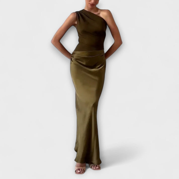 Abendkleid für Damen - Elegantes Ein-Schulter Maxikleid