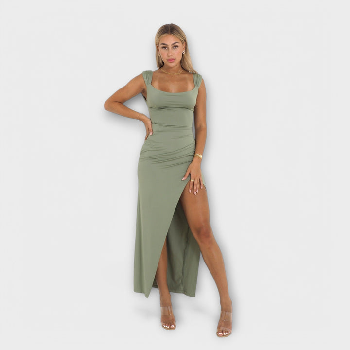 Abendkleid für Damen - Figurbetontes Trägerkleid mit Schlitz