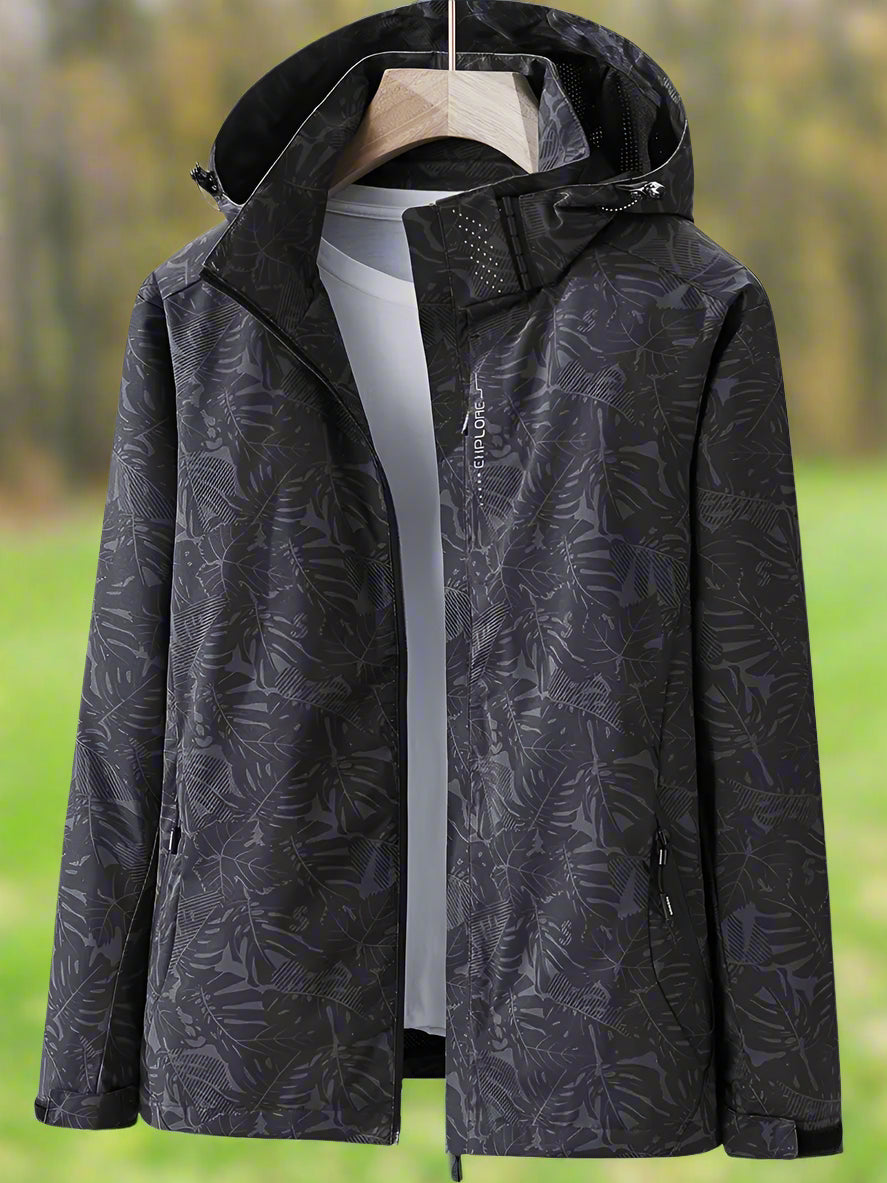 Regenjacke für Damen - Wasserfeste Sommerjacke mit Blättermuster