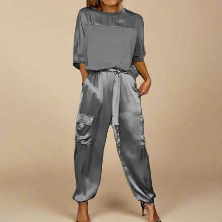 Clara Zweiteiler - Luftige Satin-Optik Twin Set für Sommer