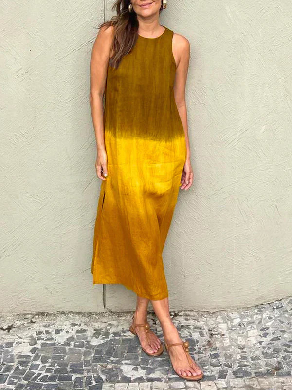 Maxikleid für Damen - Ärmellos Sommerkleid mit Rundhalsausschnitt