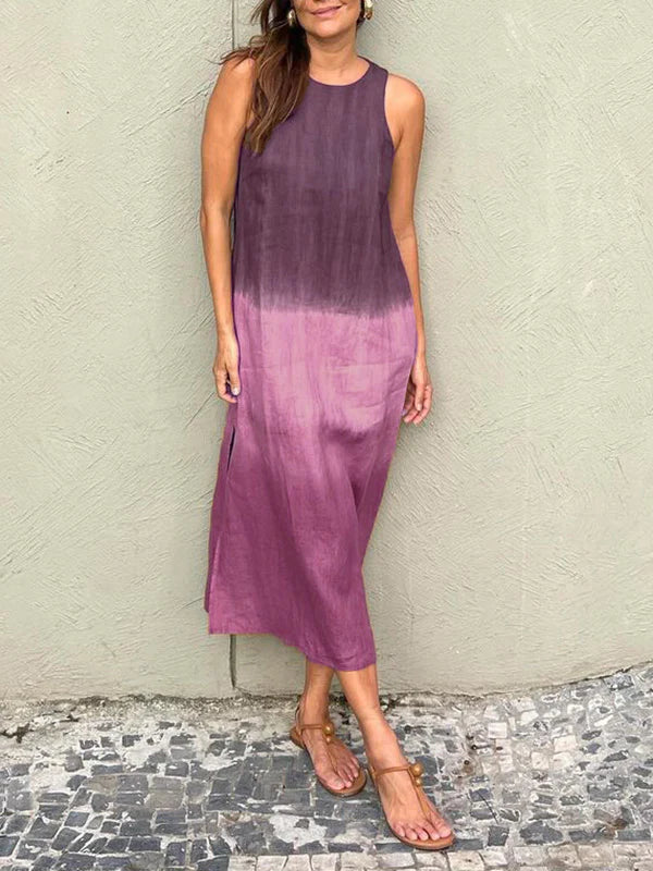 Maxikleid für Damen - Ärmellos Sommerkleid mit Rundhalsausschnitt