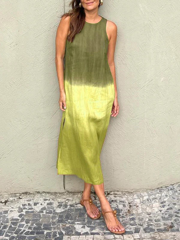 Maxikleid für Damen - Ärmellos Sommerkleid mit Rundhalsausschnitt
