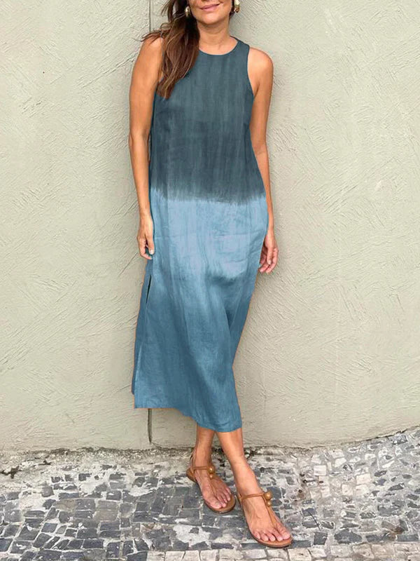 Maxikleid für Damen - Ärmellos Sommerkleid mit Rundhalsausschnitt