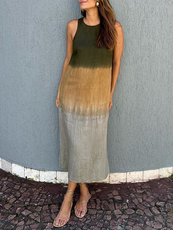 Maxikleid für Damen - Ärmellos Sommerkleid mit Rundhalsausschnitt