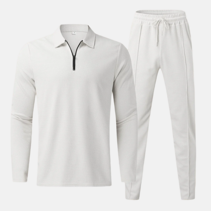Gents Set | Luxuriöses 2-teiliges Herrenset mit langärmeligem Poloshirt und Jogginghose