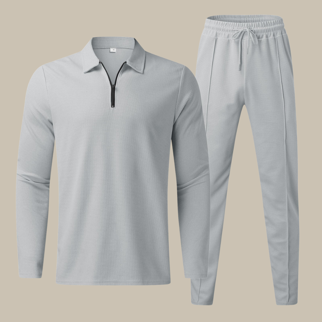 Gents Set | Luxuriöses 2-teiliges Herrenset mit langärmeligem Poloshirt und Jogginghose