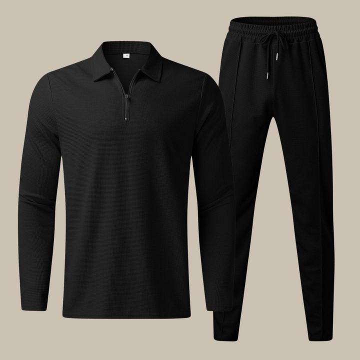Gents Set | Luxuriöses 2-teiliges Herrenset mit langärmeligem Poloshirt und Jogginghose