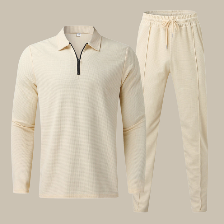 Gents Set | Luxuriöses 2-teiliges Herrenset mit langärmeligem Poloshirt und Jogginghose