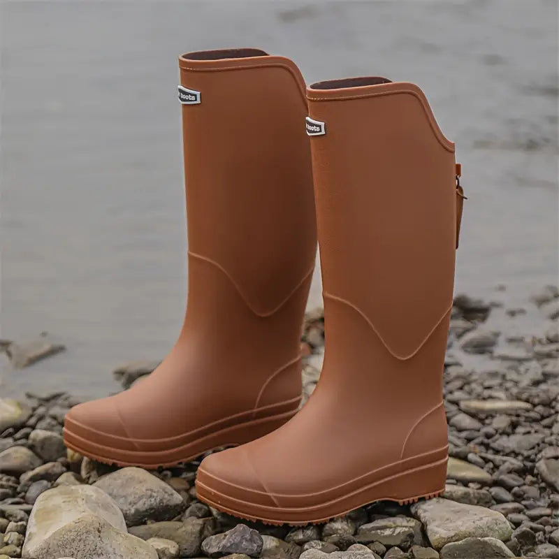 Regenstiefel für den Herbst - Wasserdichte PVC Gummistiefel mit rutschfester Sohle für Damen