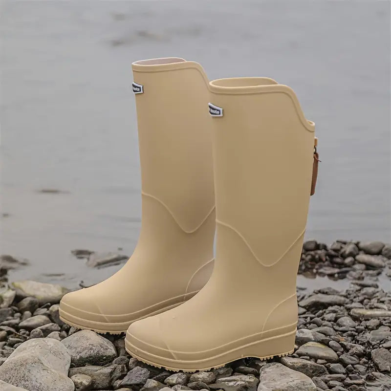 Regenstiefel für den Herbst - Wasserdichte PVC Gummistiefel mit rutschfester Sohle für Damen