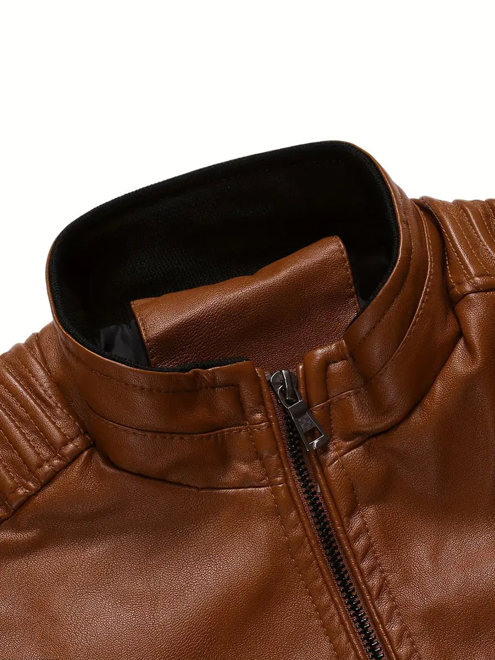 Ganti Lederjacke | Premium PU-Lederjacke im Bikerdesign für Herren