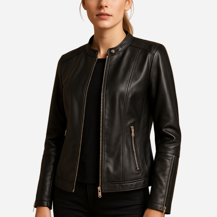 Bikerjacke für Damen - Leder & Reißverschluss für den Herbst/Winter
