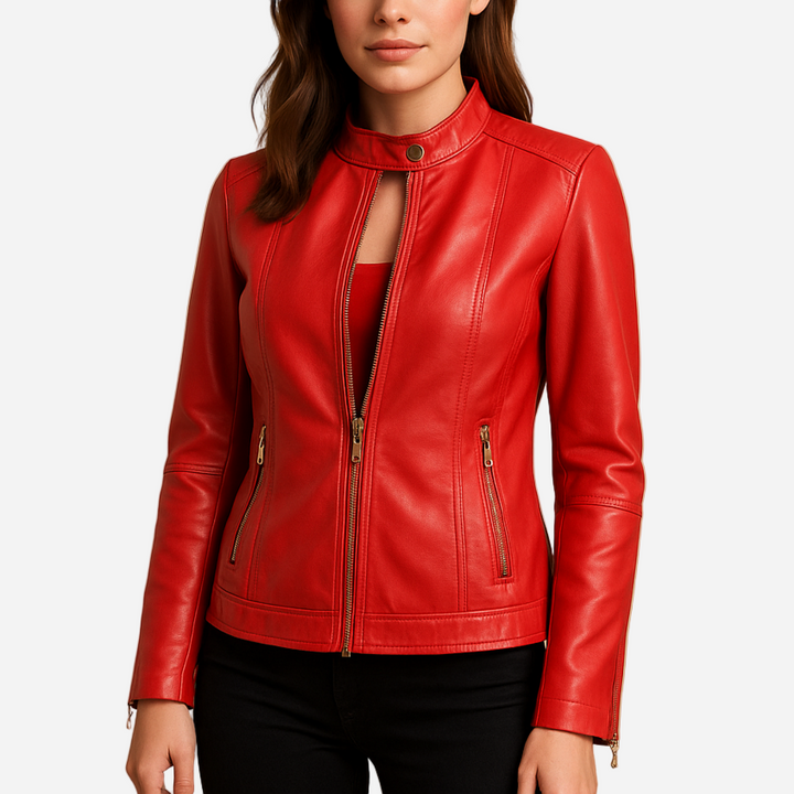 Bikerjacke für Damen - Leder & Reißverschluss für den Herbst/Winter