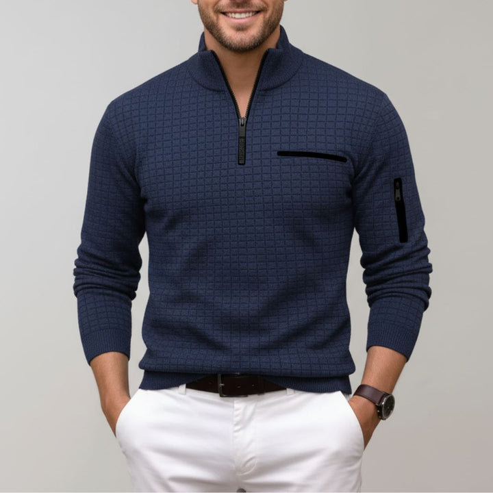 Troyer für Herren – Moderner Slim Fit Pullover mit Reißverschluss und Waffelstruktur für den Winter