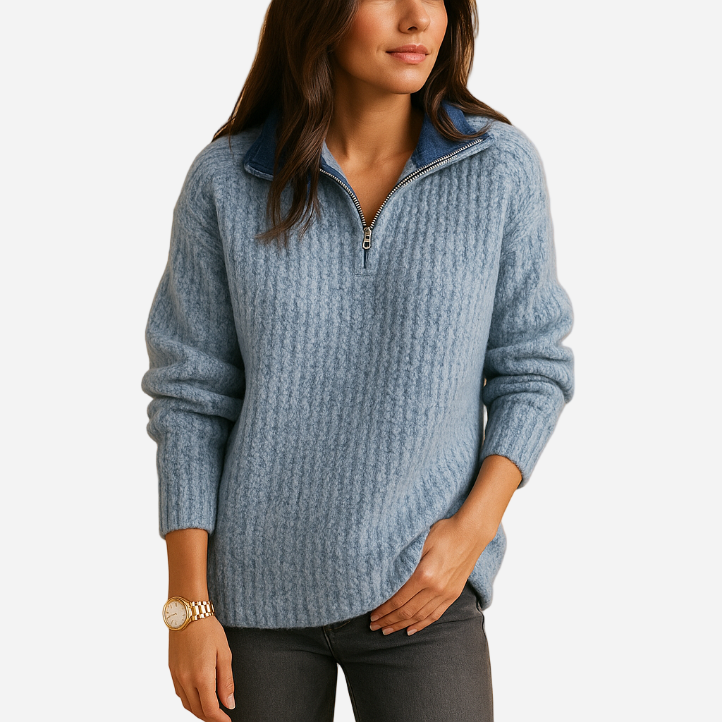 Pullover für Damen - Halb-Reißverschluss & Bequem für den Winter