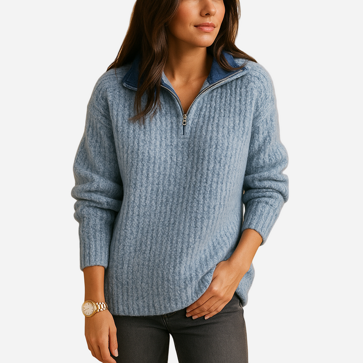Pullover für Damen - Halb-Reißverschluss & Bequem für den Winter