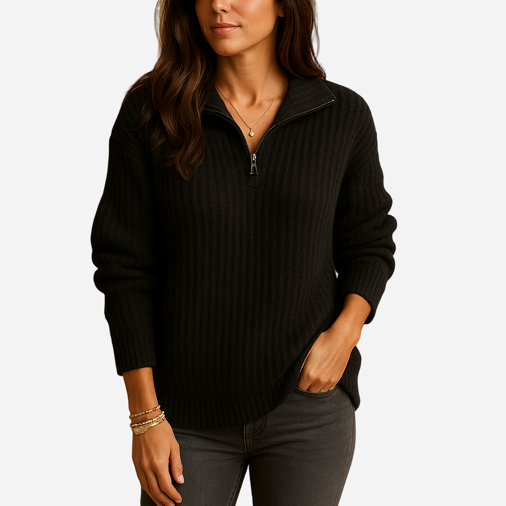 Pullover für Damen - Halb-Reißverschluss & Bequem für den Winter