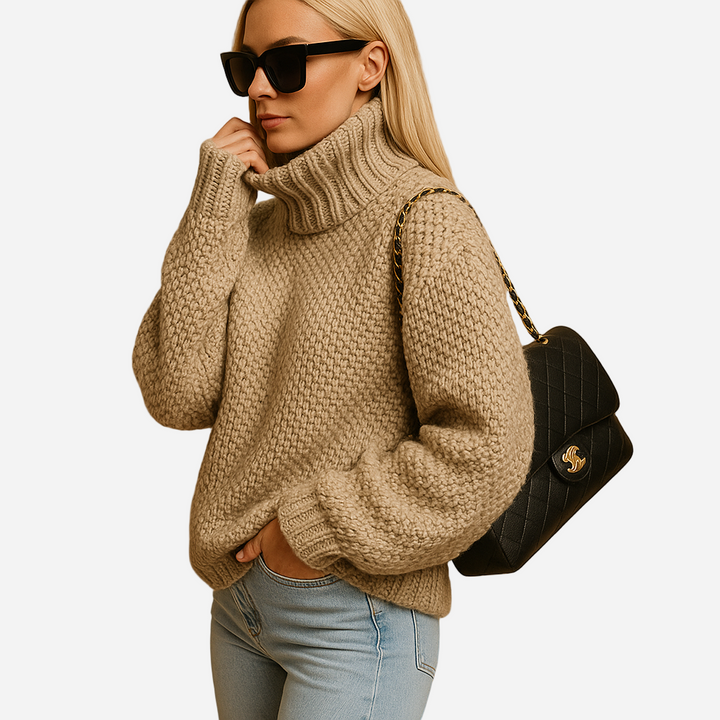 Rollkragenpullover für Damen - Warmer Strickpullover für den Winter