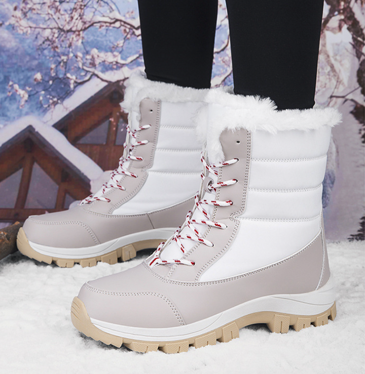 Gefütterte Damen Schneestiefel - Wasserabweisende & Rutschfeste Winterboots mit Schnürung für den Winter