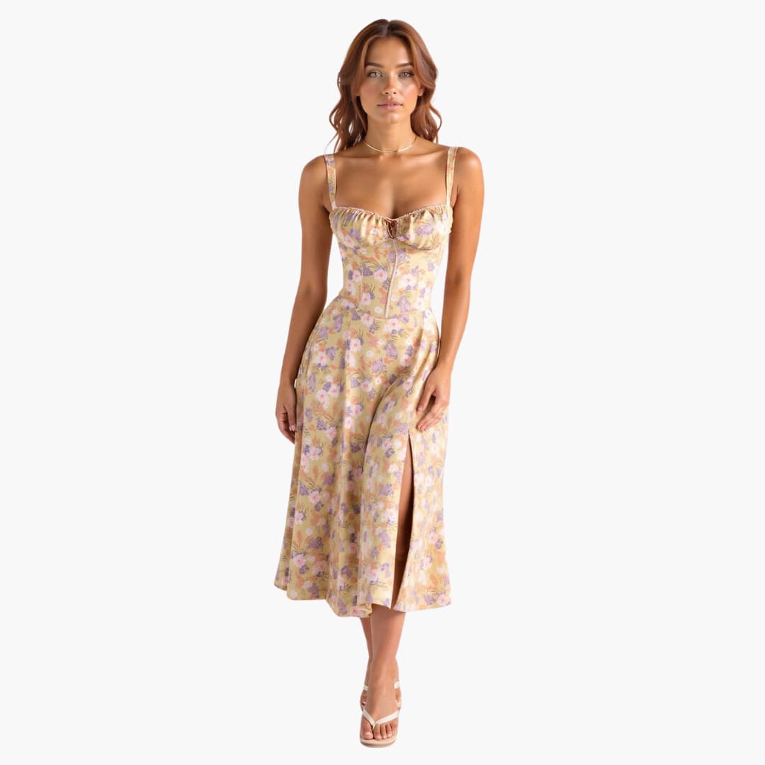 Sommerkleid - Elegantes Maxi Brautjungfernkleid mit Corsage