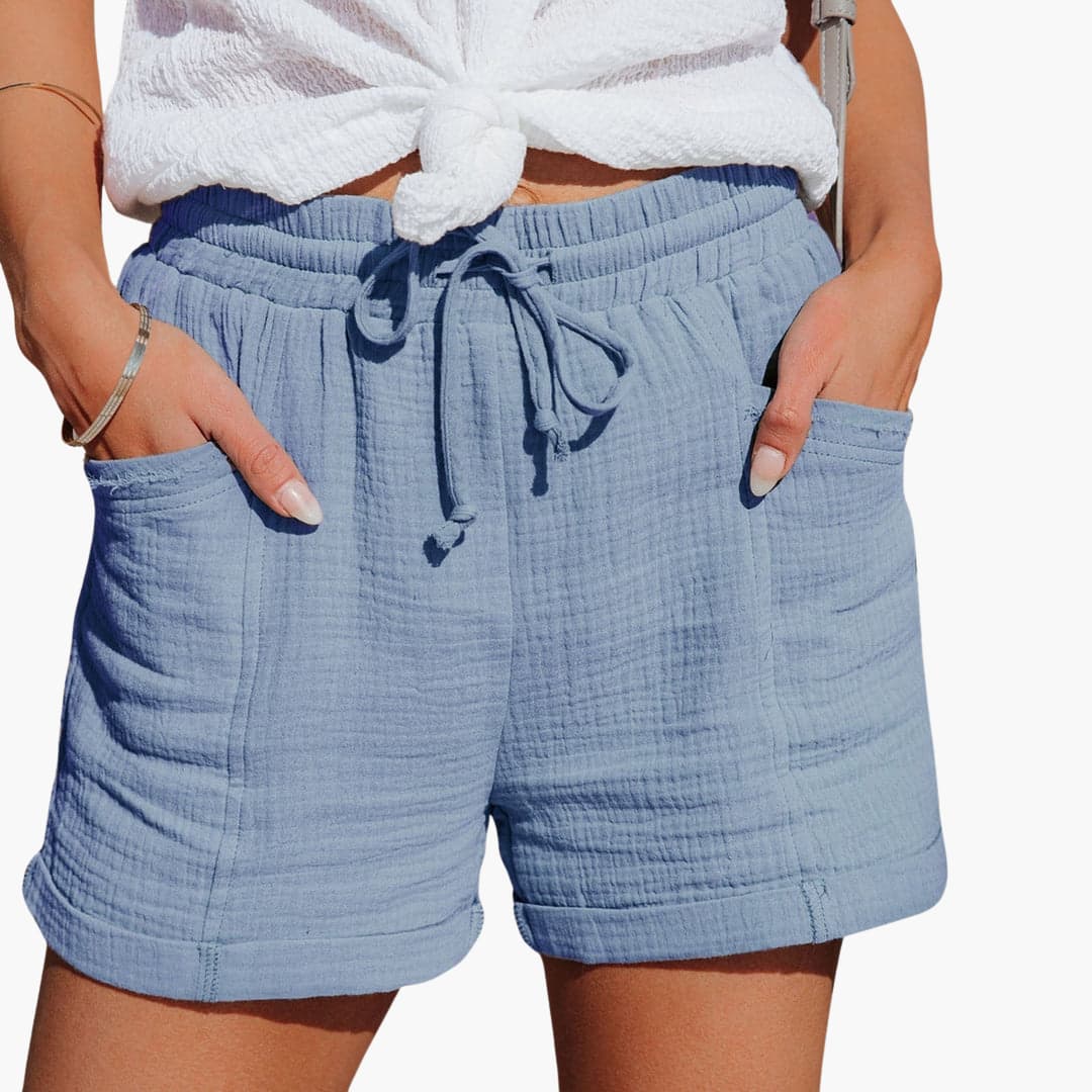 Musselin Shorts - Luftige Sommer Kurze Hose mit Taschen