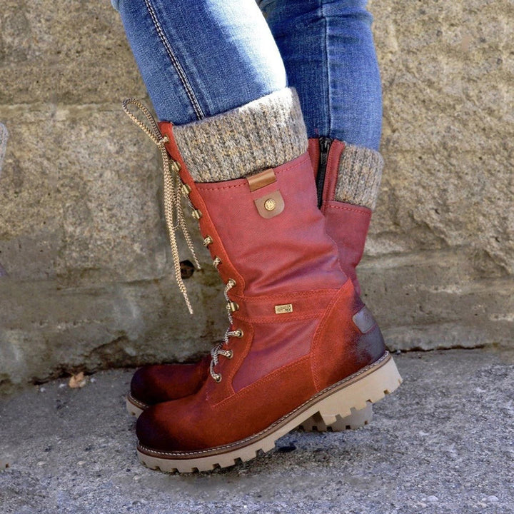 Gefütterte Damen Winterstiefel - Klassische Schnürboots mit Warmfutter & rutschfester Sohle - Winterfest