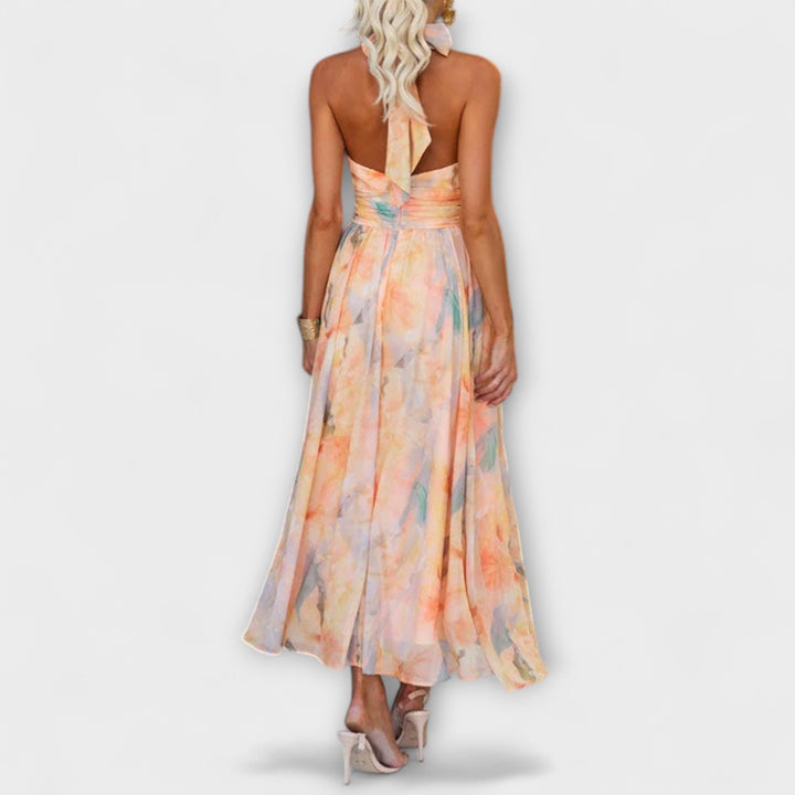 Sommerkleid für Damen - Stilvolles Halter-Neck Maxikleid mit Druck