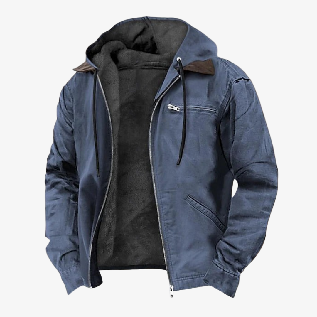 Gefütterte Herren Winterjacke – Warme & robuste Arbeitsjacke mit Fleecefutter und Kapuze