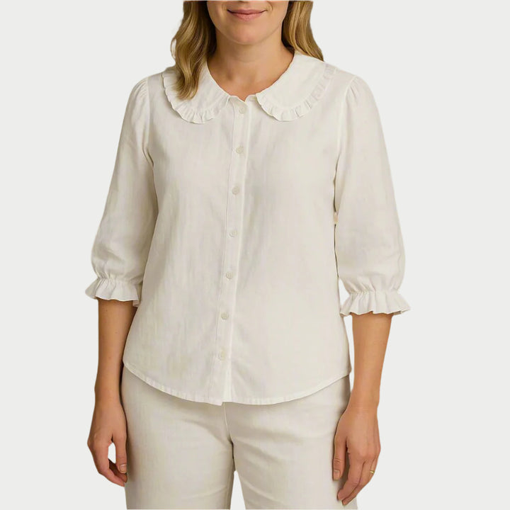 Blusenshirt - Luftiges Oberteil mit Rüschenkragen für Sommer