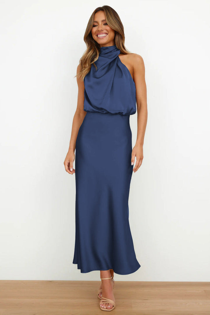 Abendkleid für Damen - Elegantes Satin Neckholder Midikleid für Sommer