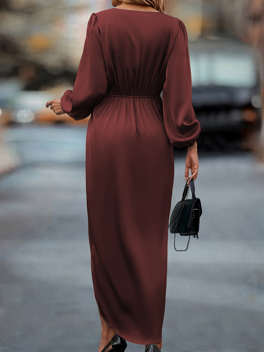 Olivia Maxikleid | Formal Baumwoll-Wickelkleid mit geraffter Taille