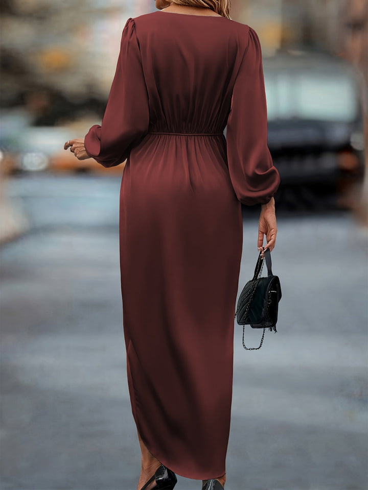 Olivia Maxikleid | Formal Baumwoll-Wickelkleid mit geraffter Taille