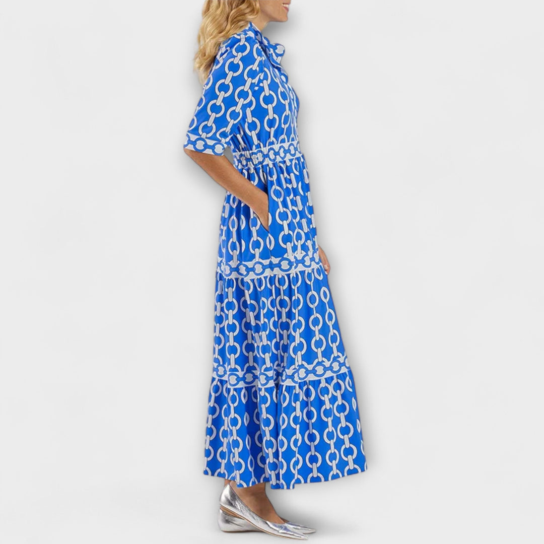 Sommerkleid - Stilvolles Midi-Kleid mit Kettenmuster