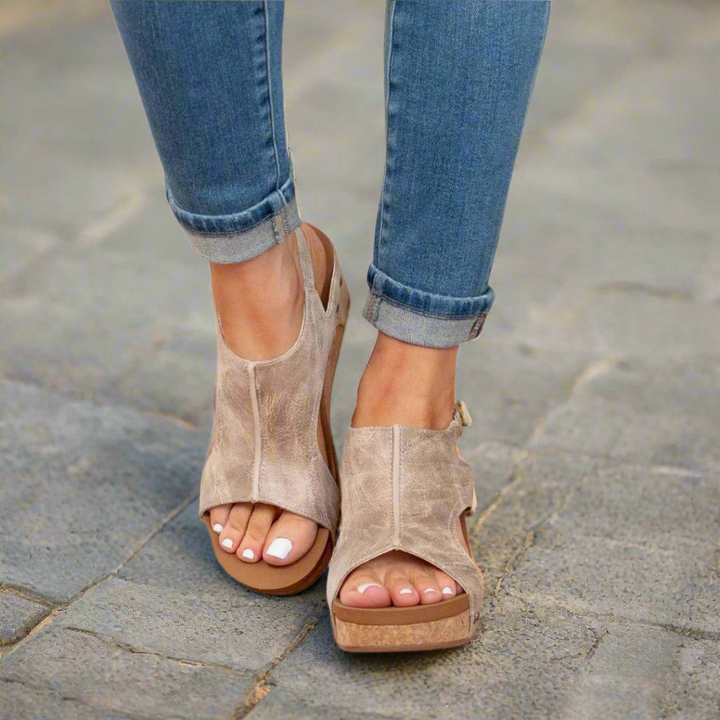 Keilsandaletten - Trendige Bequeme Sandalen mit Korksohle für Sommer