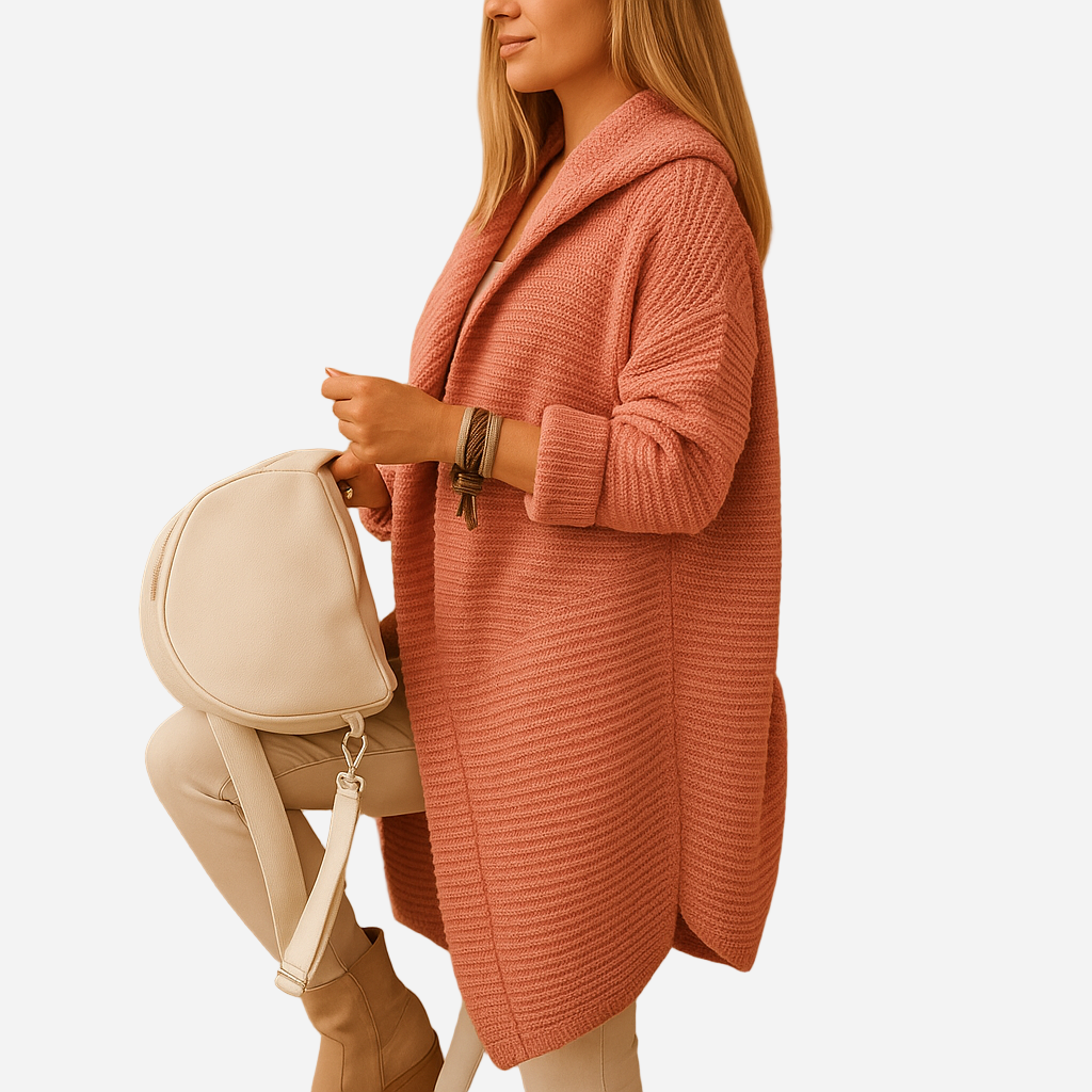Lange Strickjacke für Damen - Kapuze & Super Warm für den Winter