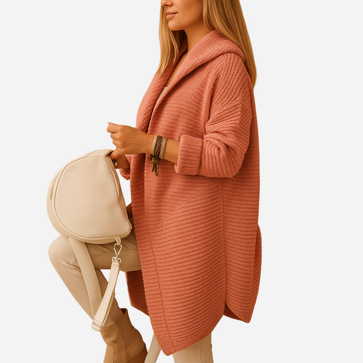 Lange Strickjacke für Damen - Kapuze & Super Warm für den Winter
