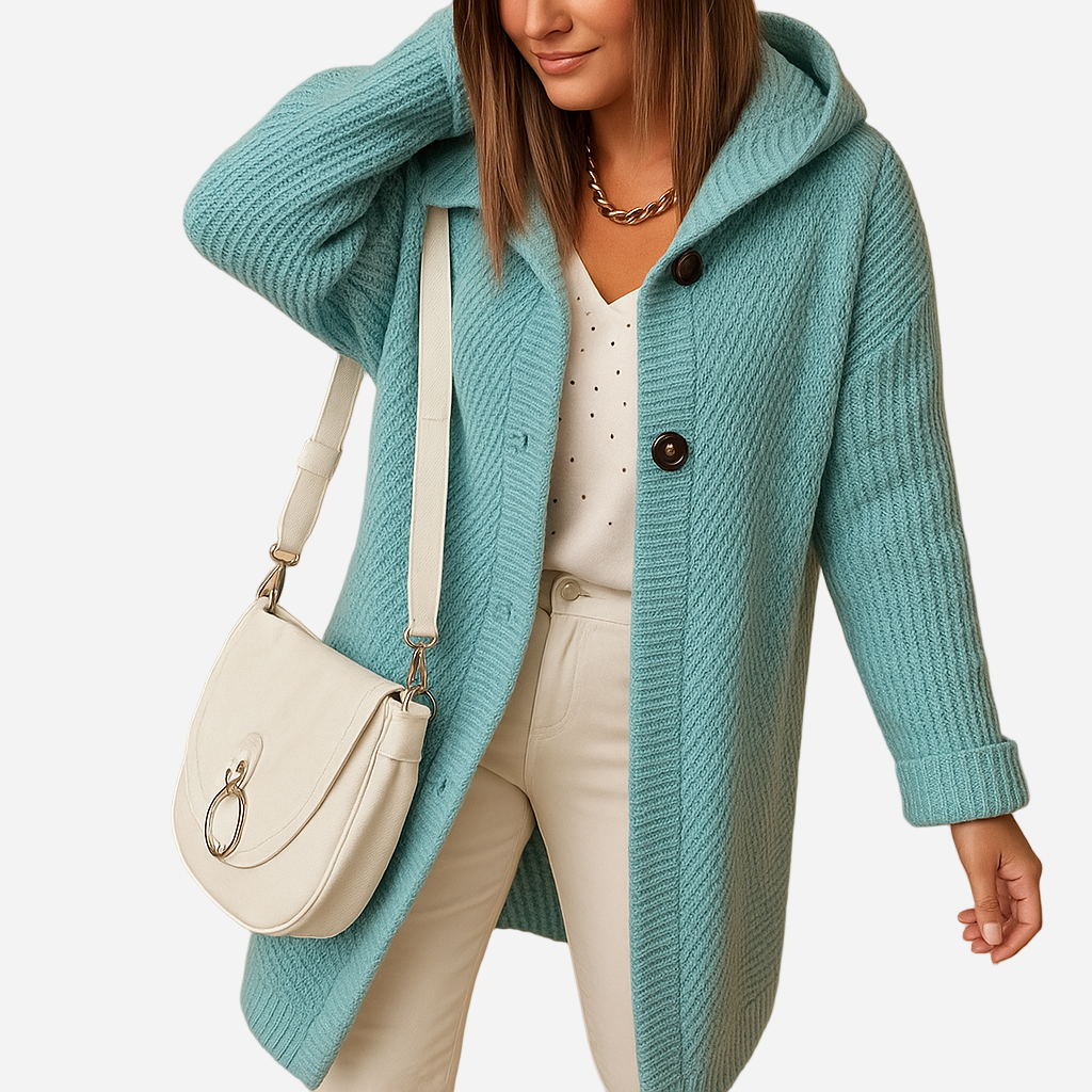 Lange Strickjacke für Damen - Kapuze & Super Warm für den Winter