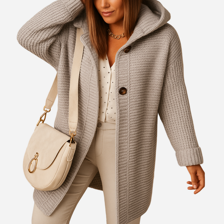 Lange Strickjacke für Damen - Kapuze & Super Warm für den Winter
