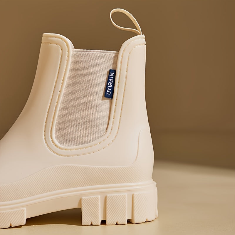 Regenstiefel für den Herbst - Halbhohe wasserdichte Gummistiefel mit rutschfester Sohle für Damen
