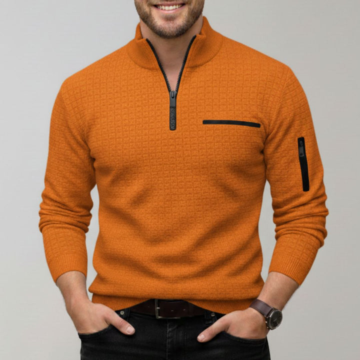Troyer für Herren – Moderner Slim Fit Pullover mit Reißverschluss und Waffelstruktur für den Winter
