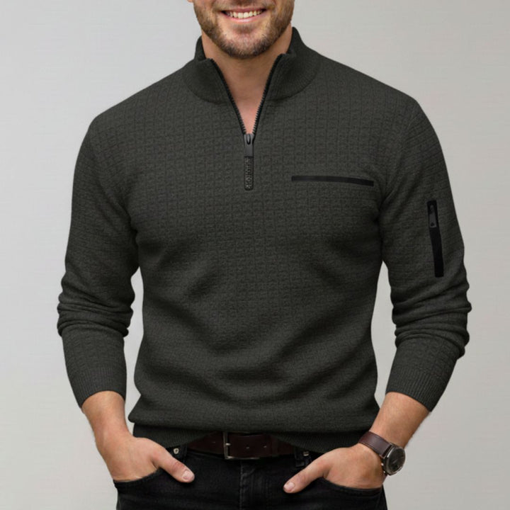 Troyer für Herren – Moderner Slim Fit Pullover mit Reißverschluss und Waffelstruktur für den Winter