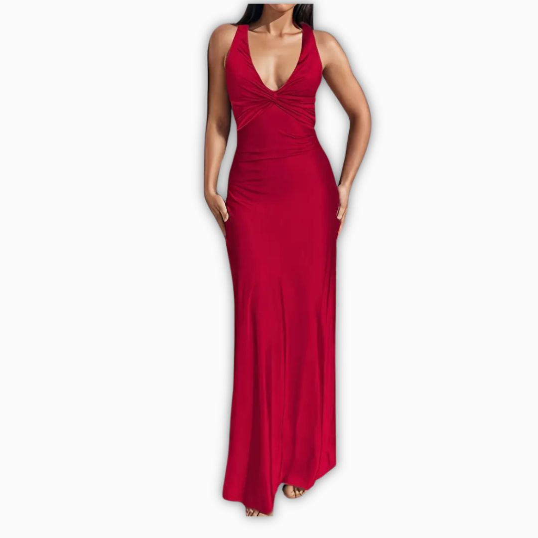 Abendkleid - Elegantes Maxikleid mit V-Ausschnitt für Brautjungfern