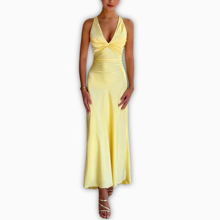 Abendkleid - Elegantes Maxikleid mit V-Ausschnitt für Brautjungfern