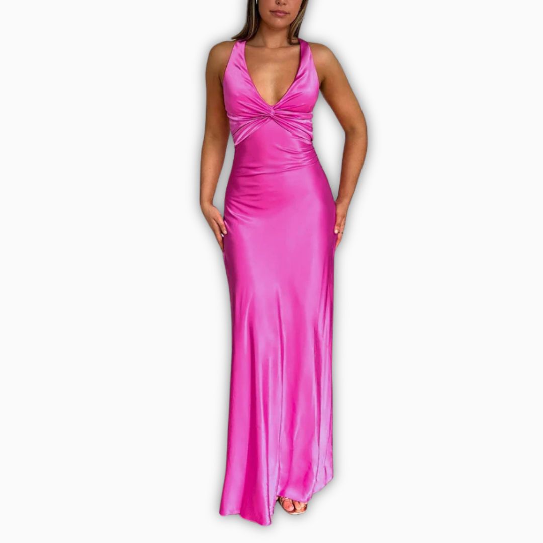 Abendkleid - Elegantes Maxikleid mit V-Ausschnitt für Brautjungfern