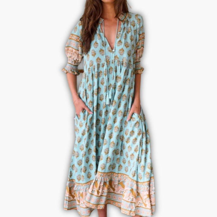 Tunikakleid für Damen - Ibiza Sommerkleid mit 3/4 Ärmel