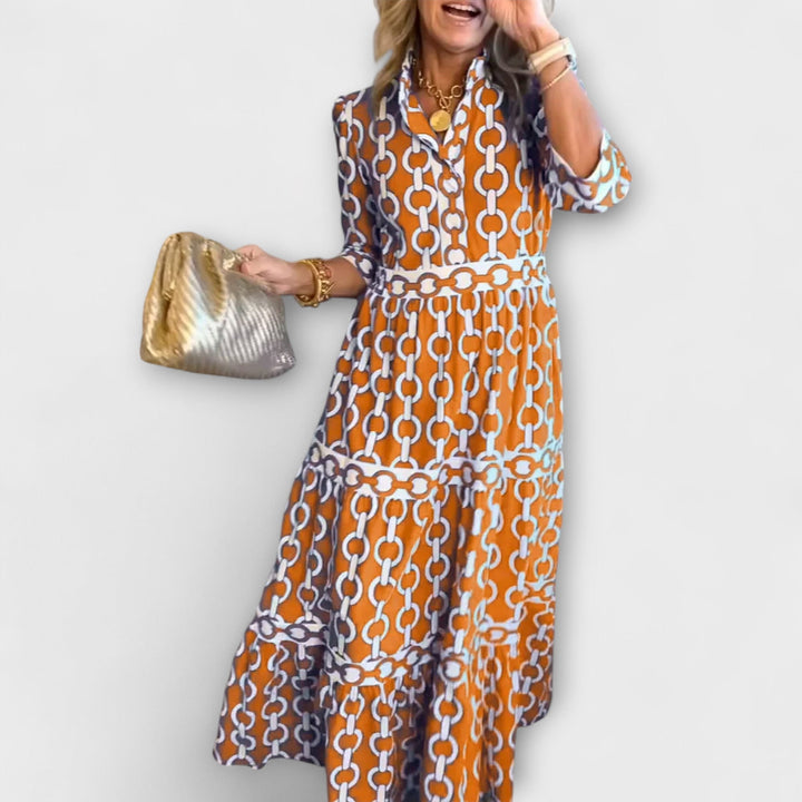 Sommerkleid - Stilvolles Midi-Kleid mit Kettenmuster